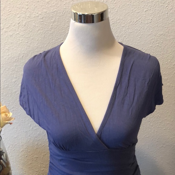 (48) Purple Top with Ruched Sides - Picture 2 of 4